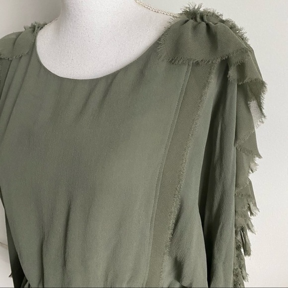 Love Shack Fancy • Olive Green Ruffle Nellie Sleeve Top - Picture 7 of 14